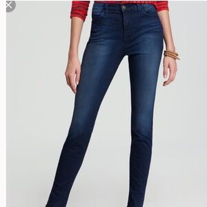 J Brand Avalon Skinny Jeans Raw Hem Stretch Waist Size 26 Dark Wash